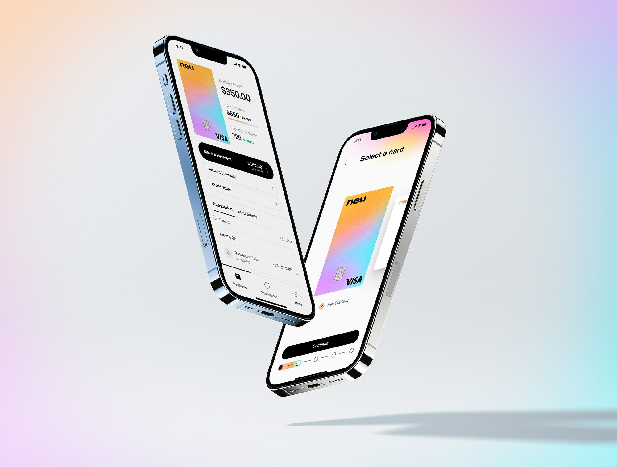 The Neu app UI needed to be bright and fun without coming across as too young.